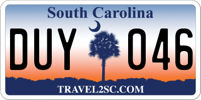 SC license plate DUY046