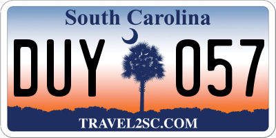 SC license plate DUY057
