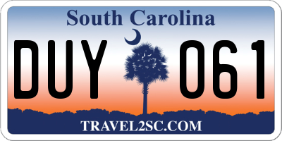 SC license plate DUY061