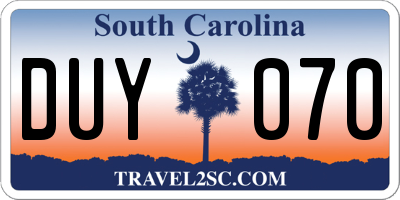 SC license plate DUY070