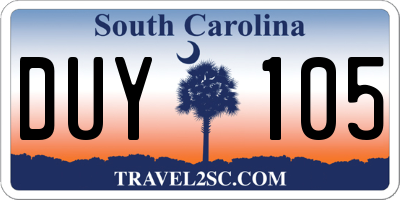 SC license plate DUY105