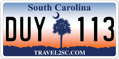 SC license plate DUY113