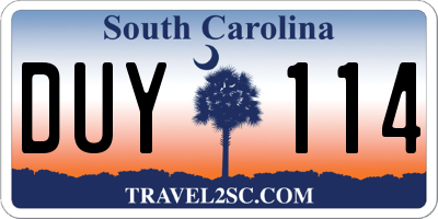 SC license plate DUY114