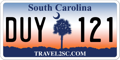 SC license plate DUY121