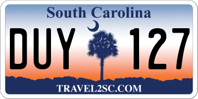 SC license plate DUY127