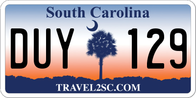 SC license plate DUY129