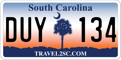 SC license plate DUY134