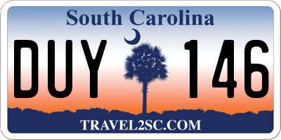 SC license plate DUY146