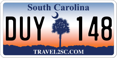 SC license plate DUY148