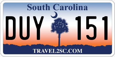 SC license plate DUY151