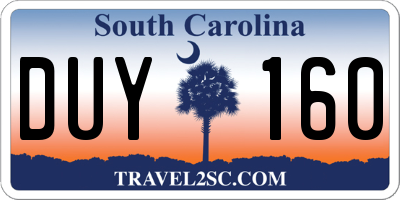 SC license plate DUY160