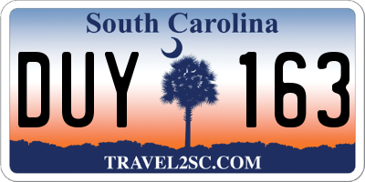 SC license plate DUY163