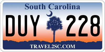 SC license plate DUY228