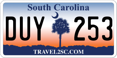 SC license plate DUY253