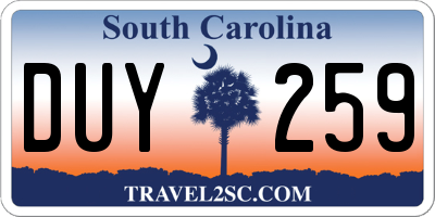 SC license plate DUY259