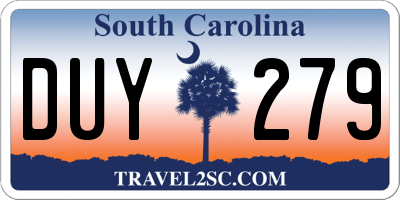 SC license plate DUY279