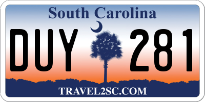 SC license plate DUY281