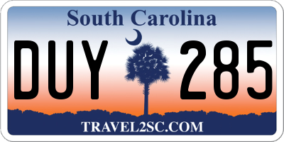 SC license plate DUY285