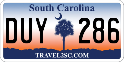 SC license plate DUY286
