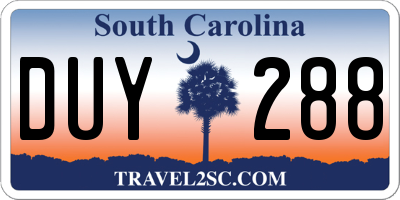 SC license plate DUY288