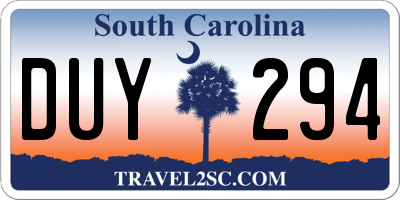 SC license plate DUY294