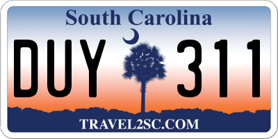 SC license plate DUY311