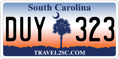 SC license plate DUY323