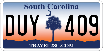 SC license plate DUY409