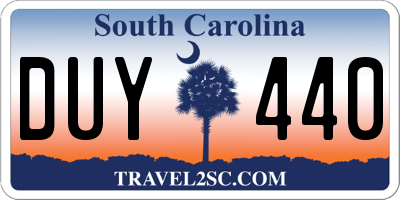SC license plate DUY440