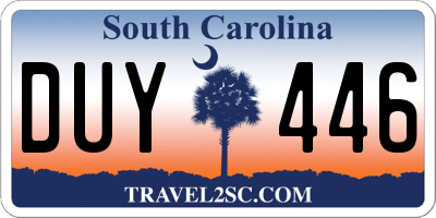 SC license plate DUY446