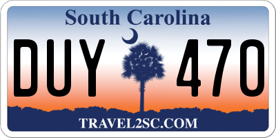 SC license plate DUY470