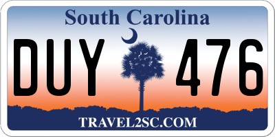SC license plate DUY476