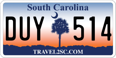 SC license plate DUY514