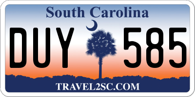 SC license plate DUY585