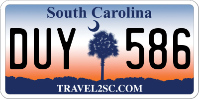 SC license plate DUY586