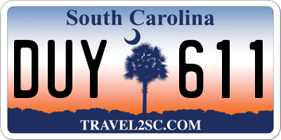 SC license plate DUY611