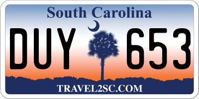 SC license plate DUY653