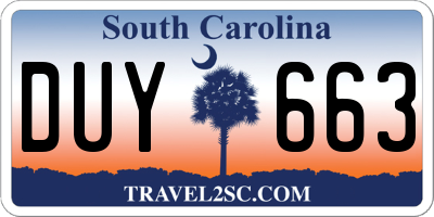 SC license plate DUY663