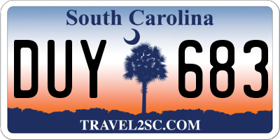 SC license plate DUY683
