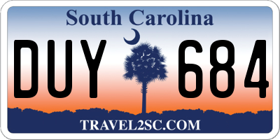 SC license plate DUY684