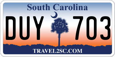 SC license plate DUY703