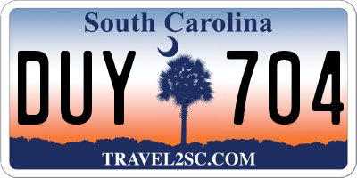 SC license plate DUY704