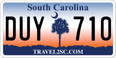 SC license plate DUY710