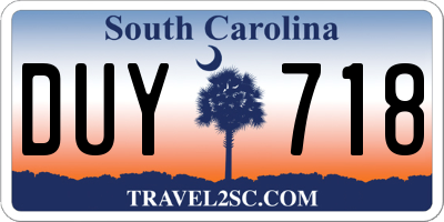 SC license plate DUY718