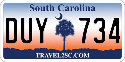SC license plate DUY734