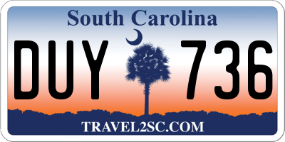 SC license plate DUY736