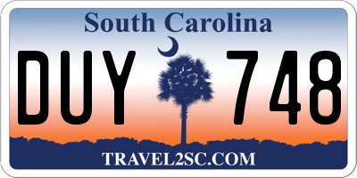 SC license plate DUY748