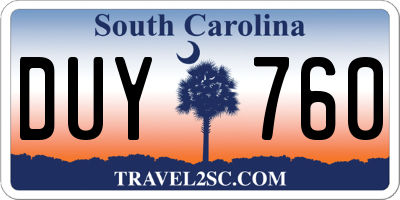 SC license plate DUY760