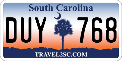 SC license plate DUY768