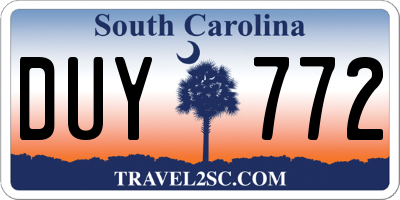 SC license plate DUY772
